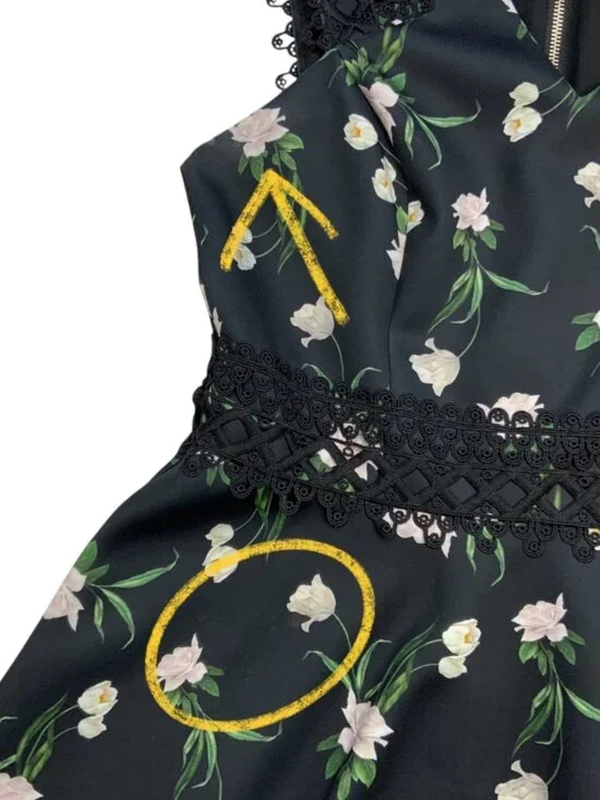 Ted Baker Nolla Printed Skater Dress 3 US/M Black Floral - Picture 9 of 15